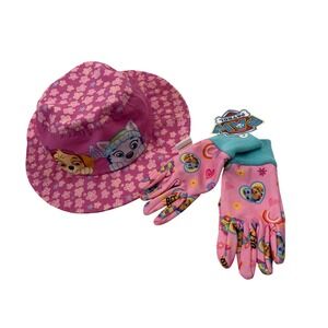 PAW Patrol Skye & Everest 2pc Set -Pink Beach Sun Hat 3T & NWT Garden Gloves 3-5